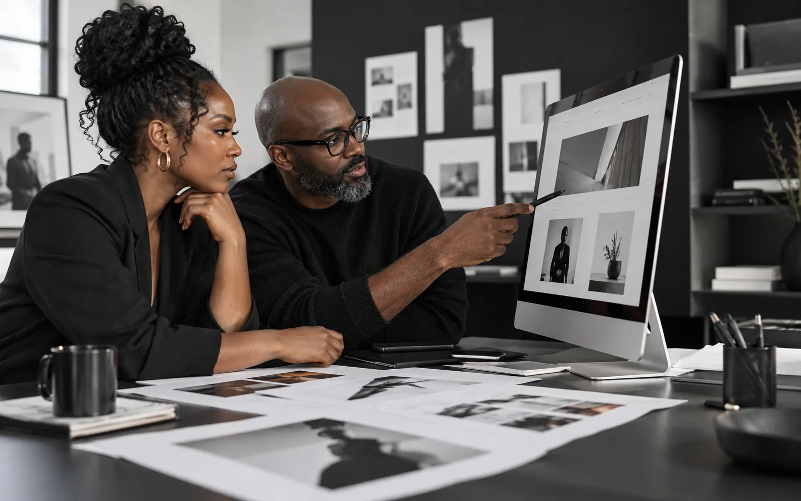 A business owner shaping her website with a designer